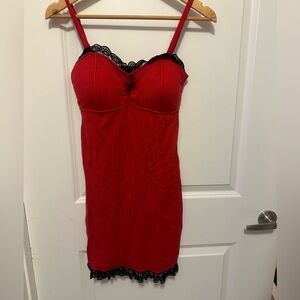 Twelve by Twelve padded red stretchy knit dress. Adjustable straps